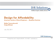 Cover of Walter Tomczykowski's Design for Affordability Brief